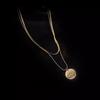 European and American Retro Niche Neck Chain Double-layer Stacked Round Brand Pendant Necklace Cold Titanium Steel Clavicle Chain