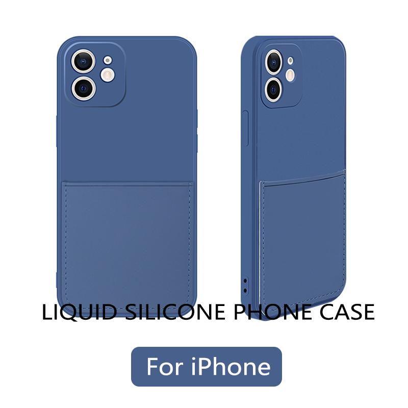 Funda Für Iphone 11 12 13 Mini 14 Pro Max Silikon Fall Flüssigkeit Karte Slot Halter Abdeckung Für Iphone Xr xs X 6 7 8 Plus Se 2022 2020