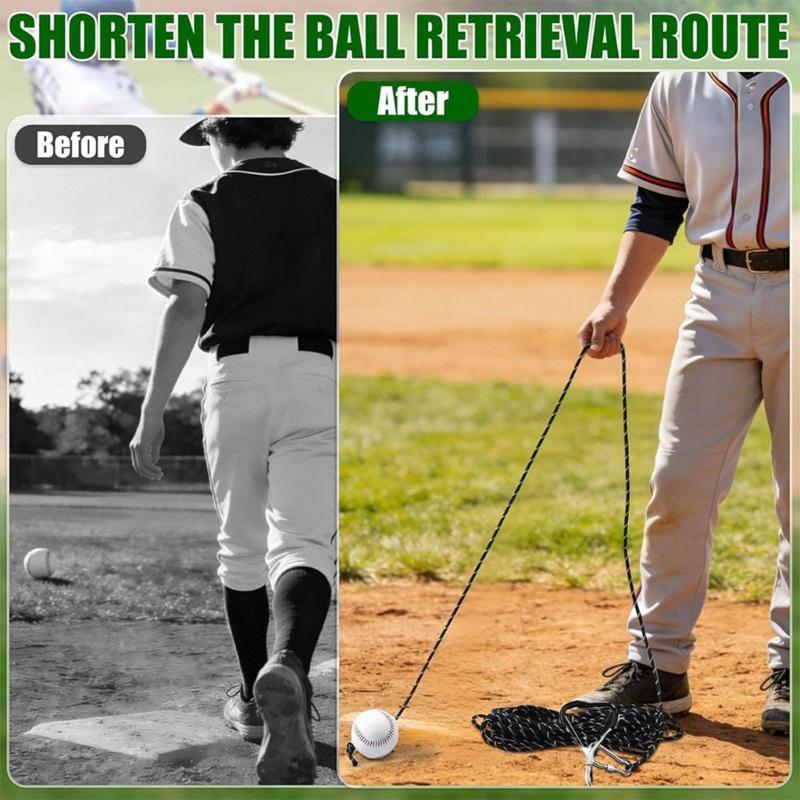 Alloy Steel Baseball Swings Trainer With 50 Feet Retractable Rope And Ball For Backyard Practice And Skill Improvement
