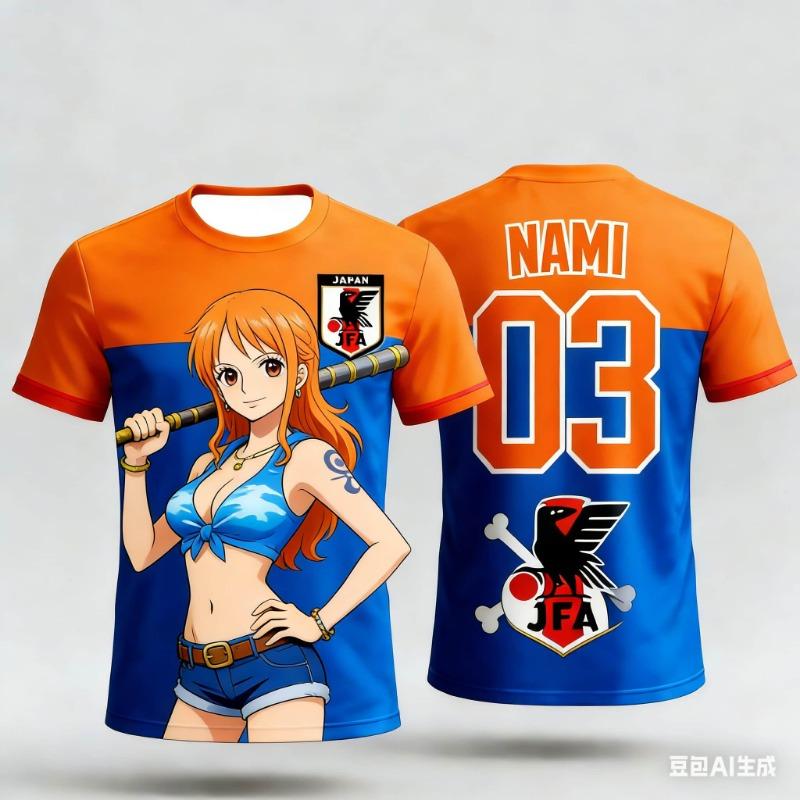 Japan One Piece Luffy Football Jersey Men T-shirt Football Special Jersey Adult Men's T-shirt