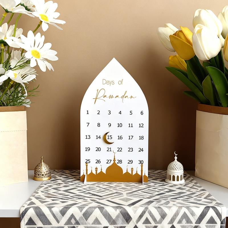 Ramadan Countdown Calendar Muslim Eid Al Fitr Party Desktop Plaque Calendar Acrylic Table Display Festival Countdown Calendar
