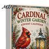 Bird Themed Hanging Ornaments Acrylic Christmas Advent Calendar Box with 24 Ornaments, Desktop Display Festive Countdown Decoration for Home