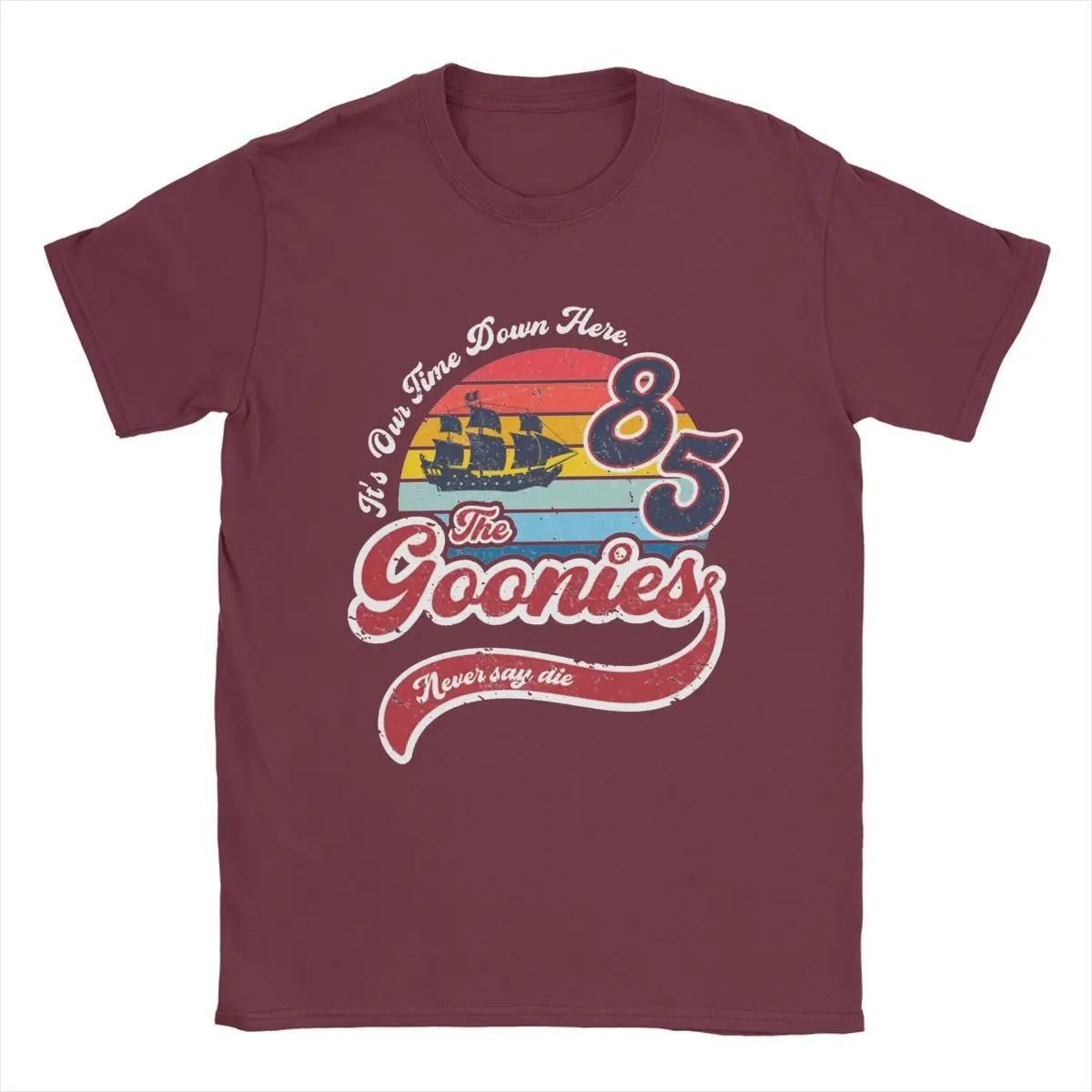 

Футболки Goonies Never Say Die для мужчин, футболка для отдыха из 100% хлопка с круглым вырезом и коротким рукавом, классические топы XXXXXL бордовый