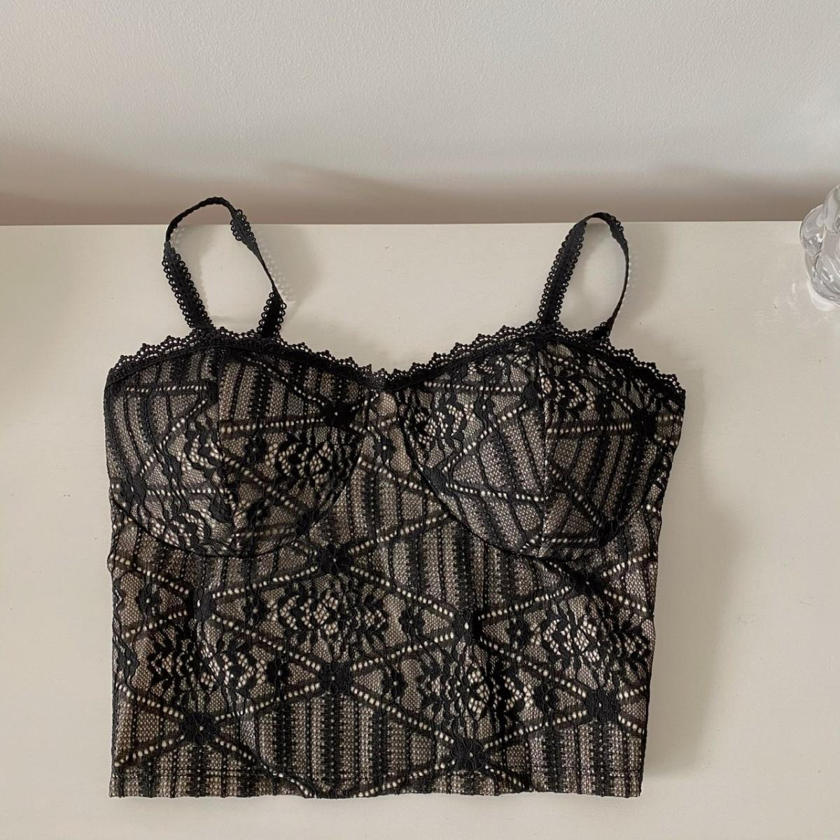 

Черный кружевной край, маленькая майка-камисоль для женщин, сексуальный и красивый бюстгальтер без бретелек, чистый бюстгальтер Desire, базовый топ, лето L чёрный