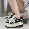 Fashion New Women Chunky Sneakers Autumn High Platform Leather Shoes Thick Bottom Vulcanize Shoes Breathable Female Casual Dad Shoes 8CM