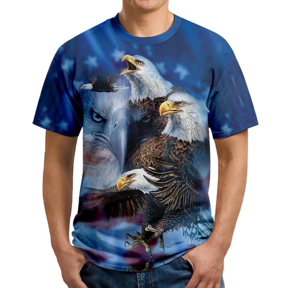Eagle 3D Printed T-Shirts Regular Teens Mens Streetwear