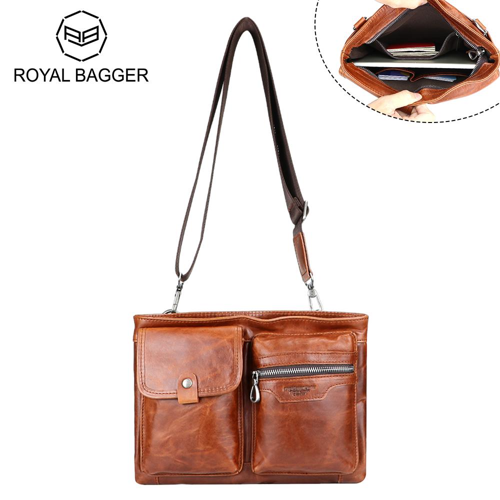 

Мужские деловые сумки-мессенджеры Royal Bagger Vintage, сумка через плечо из натуральной кожи, повседневная сумка через плечо для поездок на работу 1624 коричневый