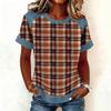 Women Denim Collar Patchwork Stitching Sweatshirt Casual  Printed Pullover Short Sleeve Shirts