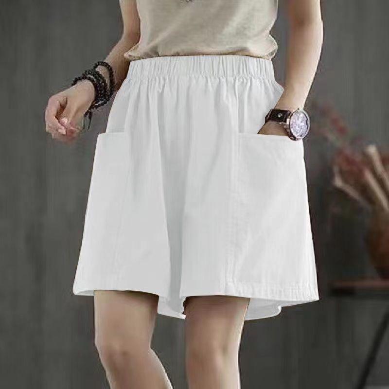 Elegante Mode Harajuku Slim Lässig All-Match Weitbeinige Hosen Einfarbig Taschen Hohe Taille Gerade Shorts