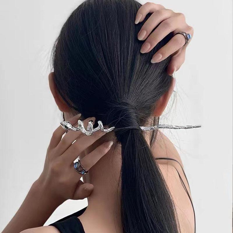 Chinese Punk Ruby Pendant Sword Hairpin Fashion Simple Modern Headdress Back Of The Head Pan Hair Ornament Fashion Retro New