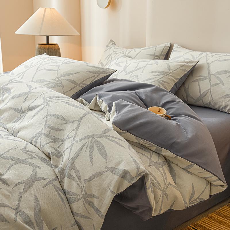 2025 Style Pure Cotton Double Gauze Flannel Bedding Set - Winter Duvet Cover and Bed Sheet, 100% Cotton