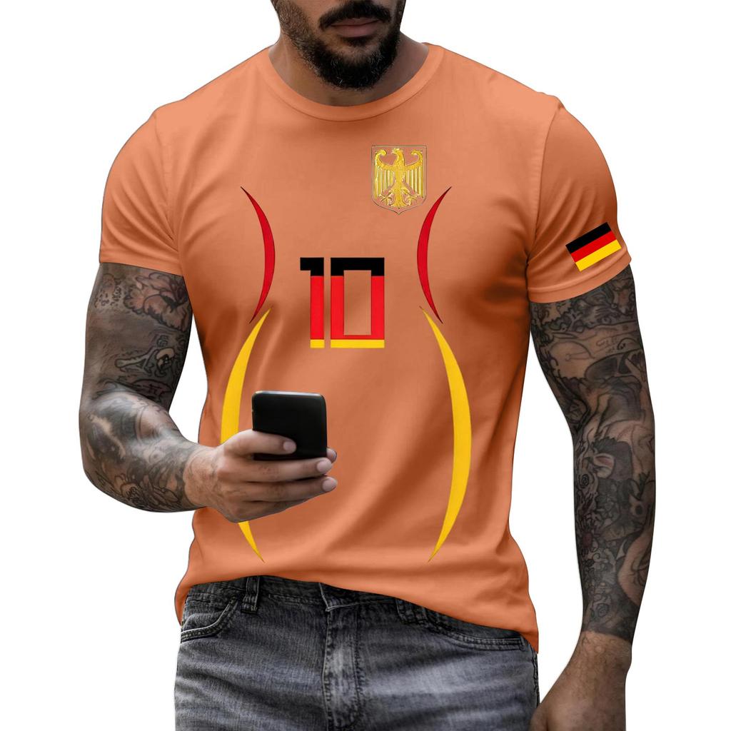 Men's Short Sleeve Crew Neck T-Shirt with National Emblem Number Print Slim Fit Casual Tee for Outdoor and Daily Wear