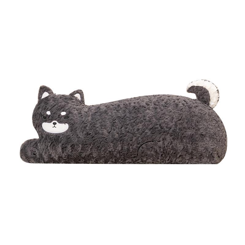 Creative Cartoon Corgi & Black Cat Animal Pillow - Long Lumbar Support Cushion for Sofa or Dorm