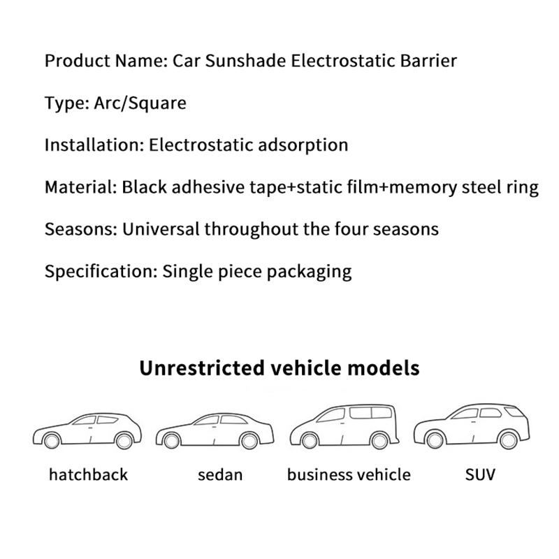 4PCS No Residue Car Side Window Sun Visors Electrostatic UV Blocking Sunshade Curtains for Driving