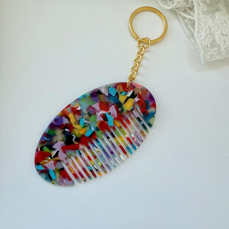 Portable Mini Comb Cute Keychain For Women Backpack Pendant Bag Decor Colorful Key Chains Car Keychains Travel Hair Accessories