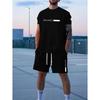 2026 Set Casual da Uomo Abbigliamento Estivo Top a Maniche Corte Color-Block Pantaloncini Larghi con Coulisse Ensemble alla Moda Streetwear