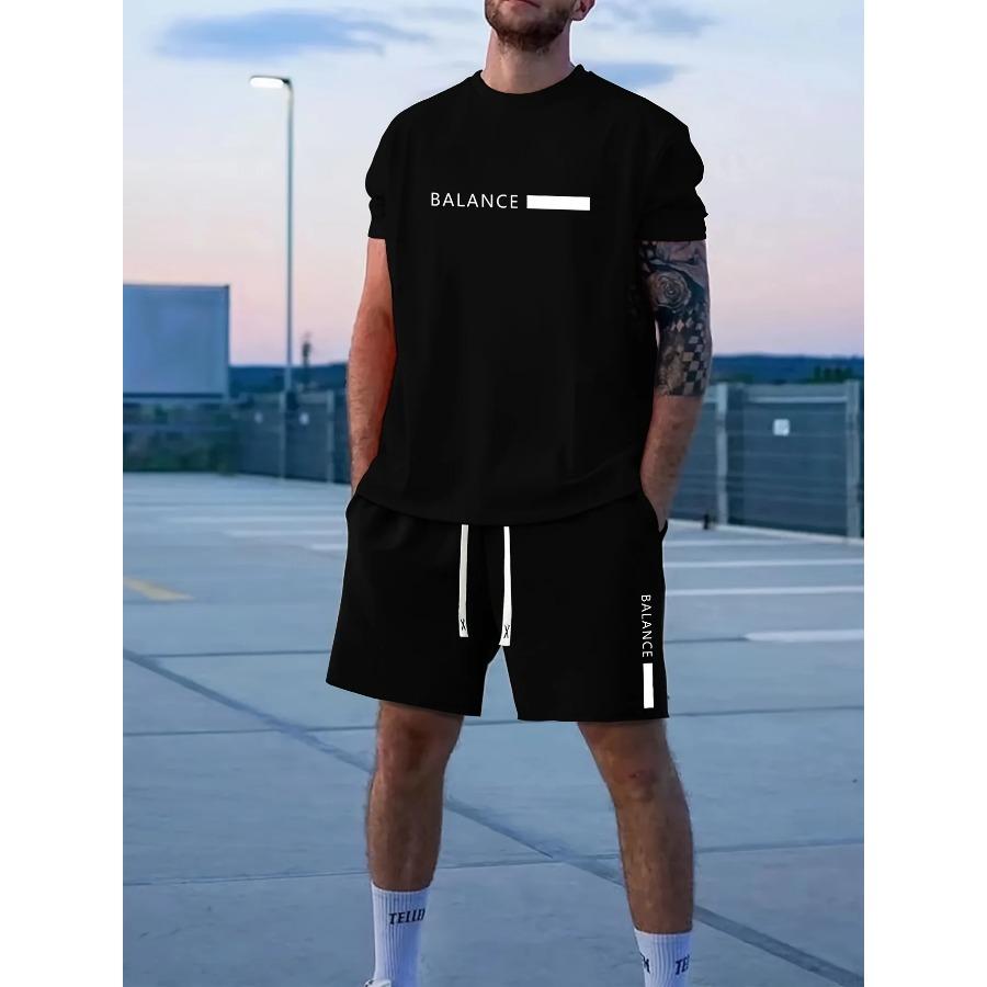2026 Set Casual da Uomo Abbigliamento Estivo Top a Maniche Corte Color-Block Pantaloncini Larghi con Coulisse Ensemble alla Moda Streetwear