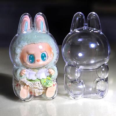 2/1pcs For Labubu Plush Dolls Display Storage Case Transparent Protective Cover Monster Toy Cute Elf Doll Portable Organizer Box