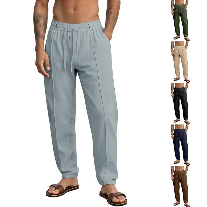 Spring and summer solid color casual trousers sweatpants men's loose woven men's trousers