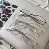 Óculos Y2K Harajuku Retrô Pequenos de Armação Quadrada para Mulheres Óculos de Metal Lentes Transparentes para Leitura Óculos com Bloqueio de Luz Azul