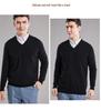 Men's 100% Pure Wool V-Neck Sweater, New Autumn/Winter Business Casual Soft Knit, Long-Sleeve Base Layer.