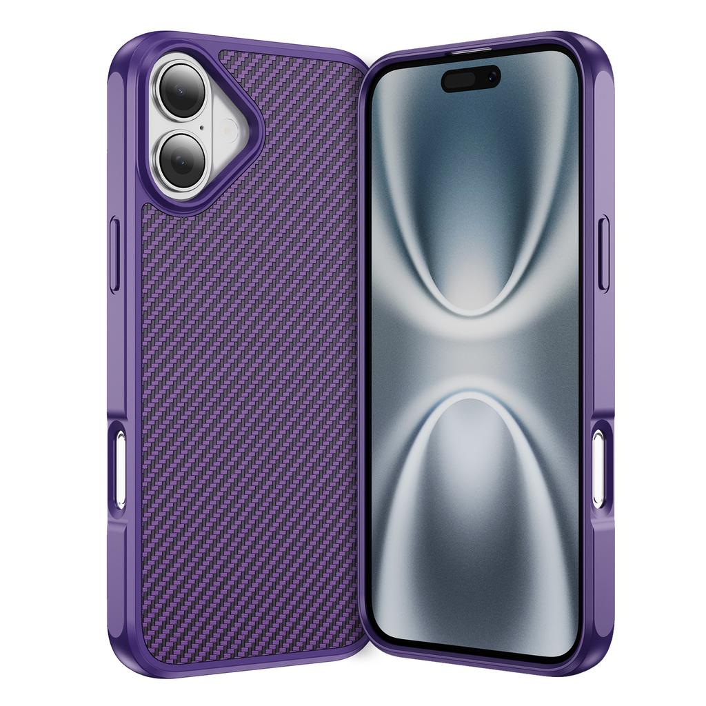 For iPhone 17 Case Carbon Fiber Texture PC+TPU Phone Cover Compatible with MagSafe