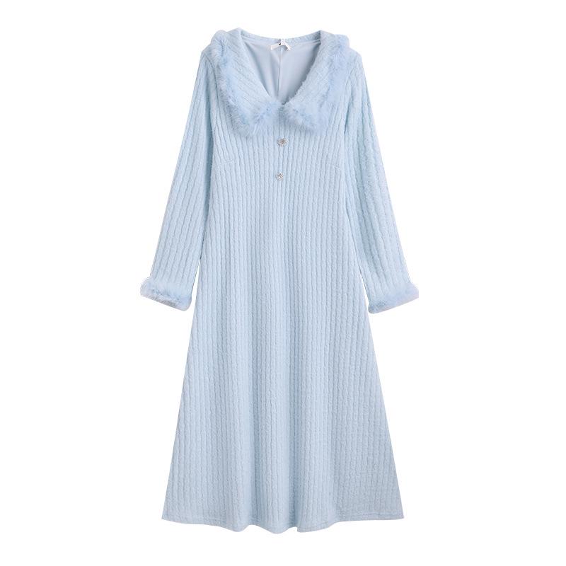 Plus Size Women's Slimming Knit Dress for Autumn/Winter - Versatile Long Sleeve Skirt (130-300 Jin)
