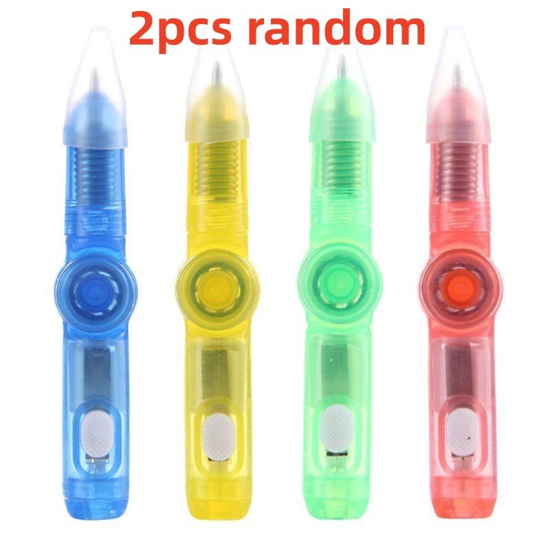 Creative Colorful Glitter Fingertip Gyro Pen Mini Ballpoint Pen Children S Luminous Toy Can Write Rotating Pressure Reducing Pen
