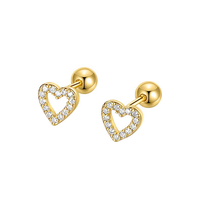 Hollow Diamond-inlaid Heart-shaped Earrings Are Suitable for Girlfriend