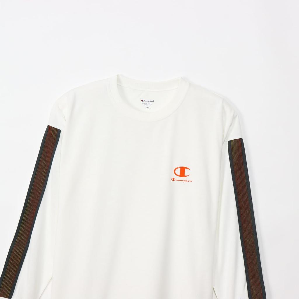 Long Sleeve Long Round UV Antibacterial and Odor Quick One Point Long Sleeve School Boys White [Champion] T-Shirt, Kids, Sleeve, Neck, Protection,