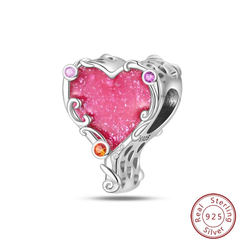 Sweet Romantic Princess Charms S925 Silver Pink Dress Lipstick High Heels Perfume Beads 3mm DIY Fine Jewelry Accessories