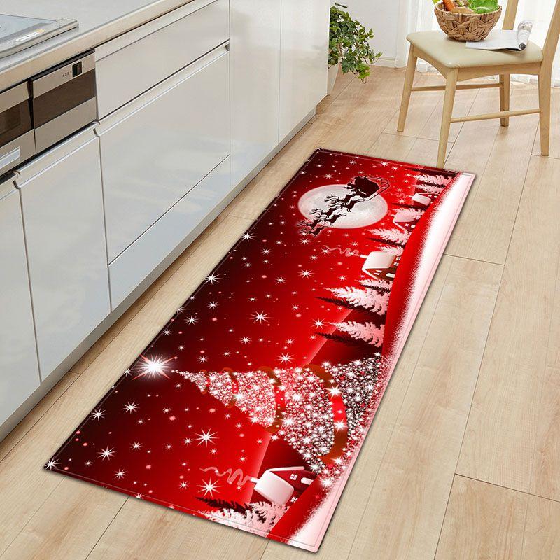 Door Floor Santa Mat Christmas Area Rug Holiday Kitchen Bedroom Mat Carpet Decor