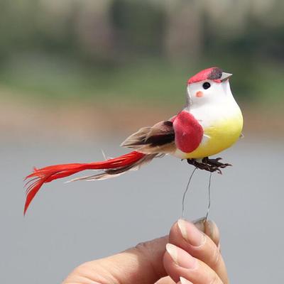 Artificial Feather Birds Nest Decorative Mini Swallows Home Garden Ornaments Set