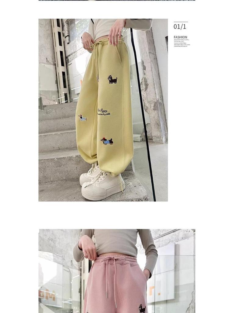 Dachshund Sweatpants for Middle School Girls, 2025 Spring/Autumn Casual Sports Pants