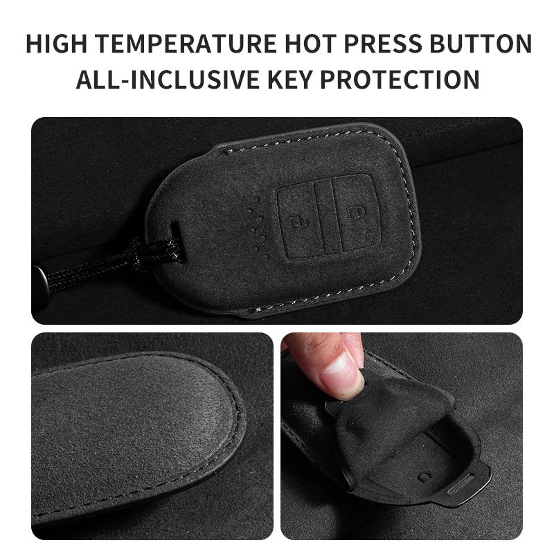 Car Remote Key Case Cover For Honda HRV XRV URV Vezel City Civic Jazz BRV BR-V Accord 4 Buttons Suede Keychain Holder Shell