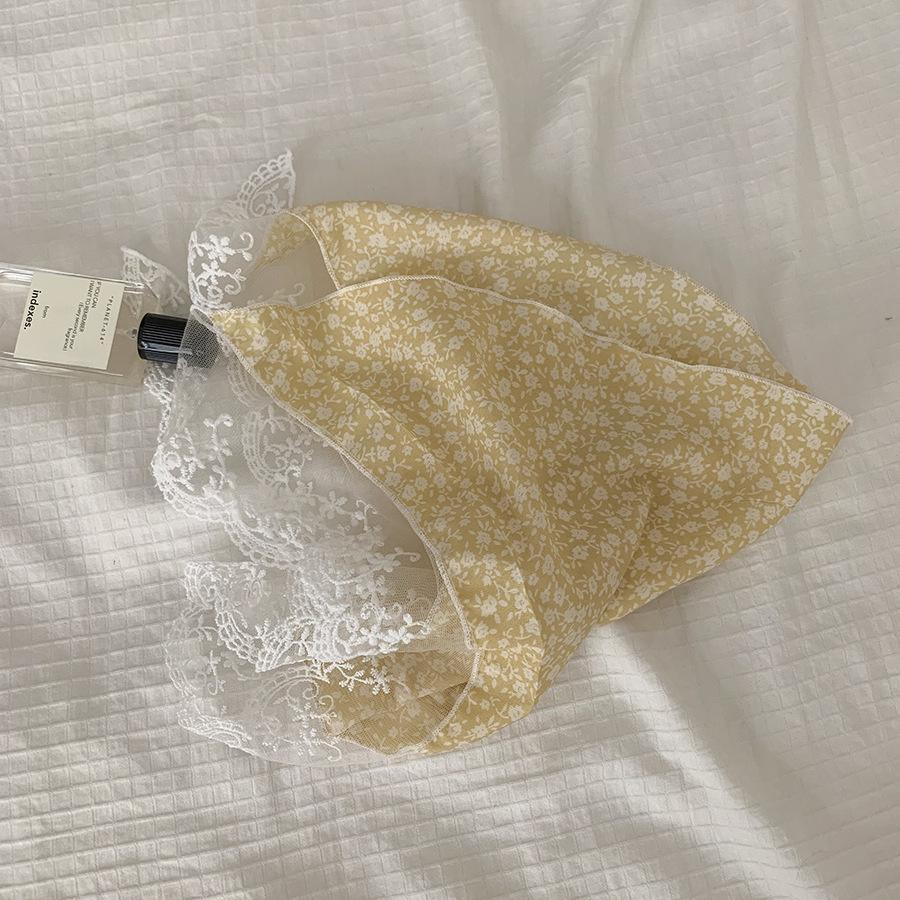 New Floral Flower Hair Bandana Women Rural Scarf Lace Splicing Triangle Headband Summer