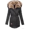 Women's New Hooded Winter Warm Fur Collar Zipper Slim Cotton Coat Jacket W133