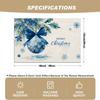4pcs or 6pcs Christmas Linen Placemats - Elegant Blue & Winter Snowflake, Pine Branches with Holly Berries & "MERRY CHRISTMAS" Text - Hand Wash Only T