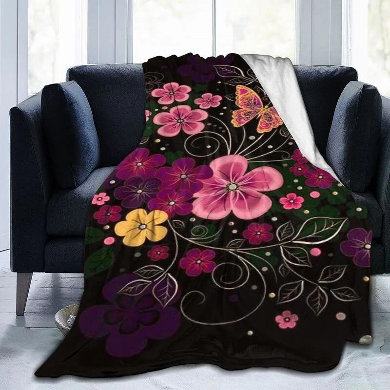 Butterfly Throw Blanket Smooth Lightweight Soft Print  for Travelling Camping Gift Kid Adult Flannel Fleece  Queen