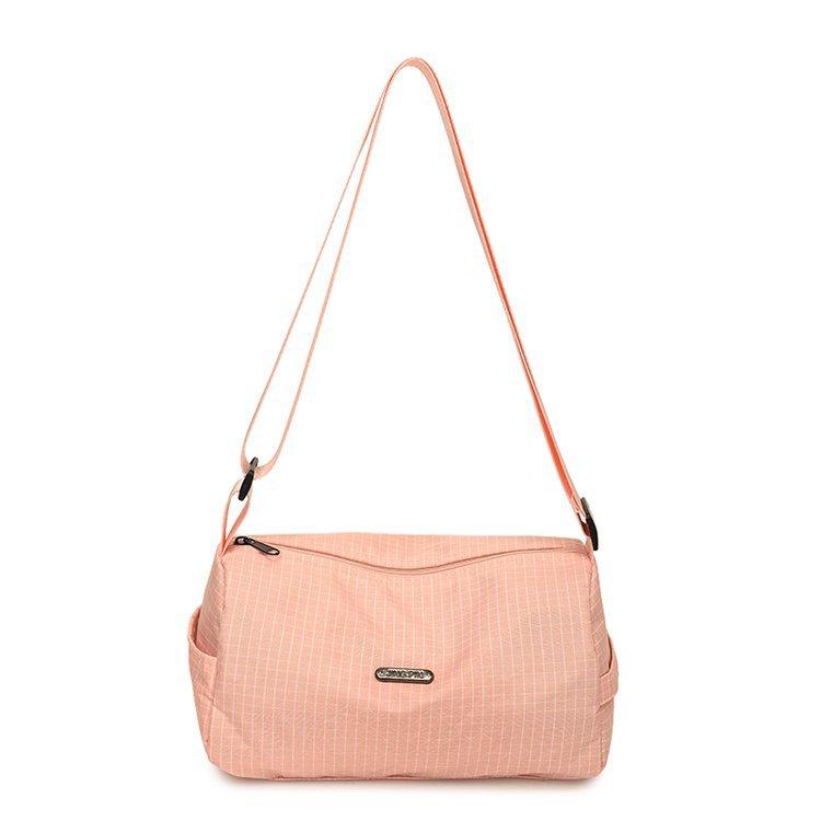 

Маленькая сумка из клетчатой нейлоновой ткани 2025 новая модная спортивная сумка повседневная универсальная мужская и женская легкая наплечная сумка-мессенджер No specification розовый