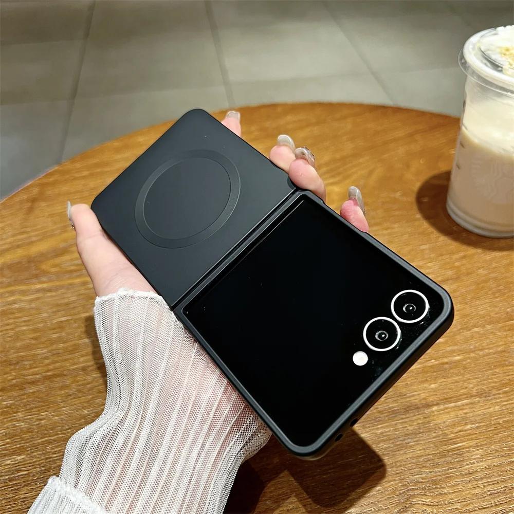 Liquid Silicone Soft Magnetic Phone Case for Samsung Galaxy Z Flip 7 FE 6 5 4 3 5G Wireless Charging Shockproof Protection Cover