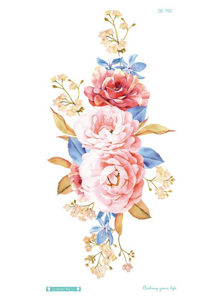 Neue 3D Wasserdichte Blumen Tattoo Aufkleber - Einweg und Original Design