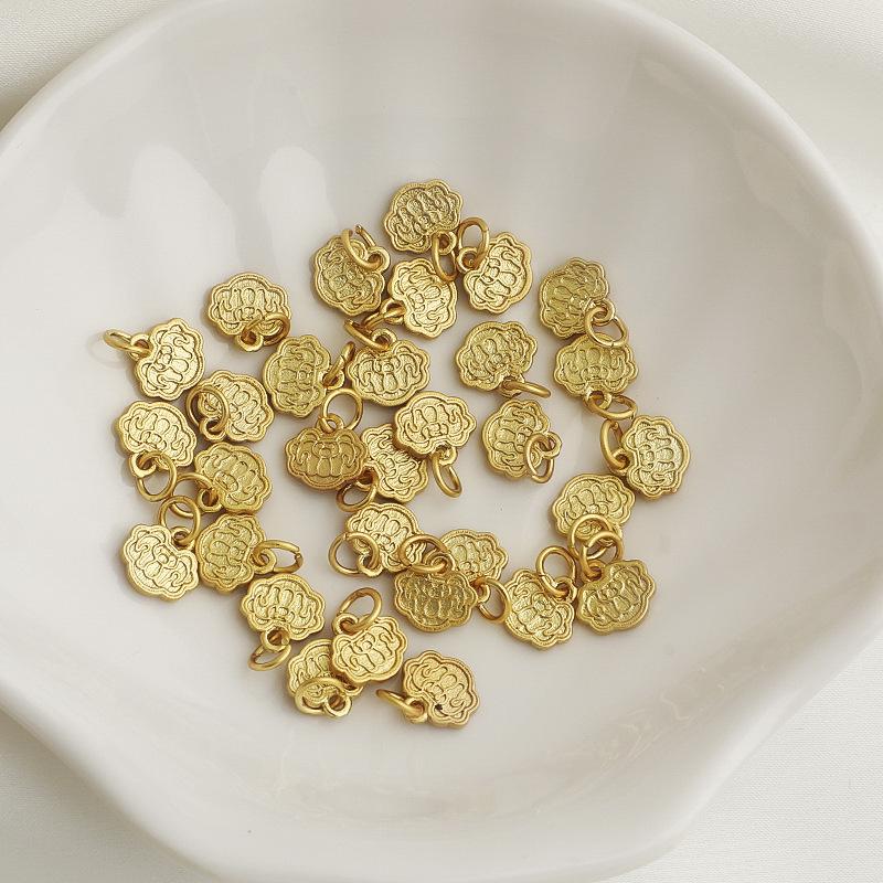 Gold-Plated Prosperity Pendant Ruyi Flower Lock Necklace - Lucky Charm DIY Jewelry Accessory