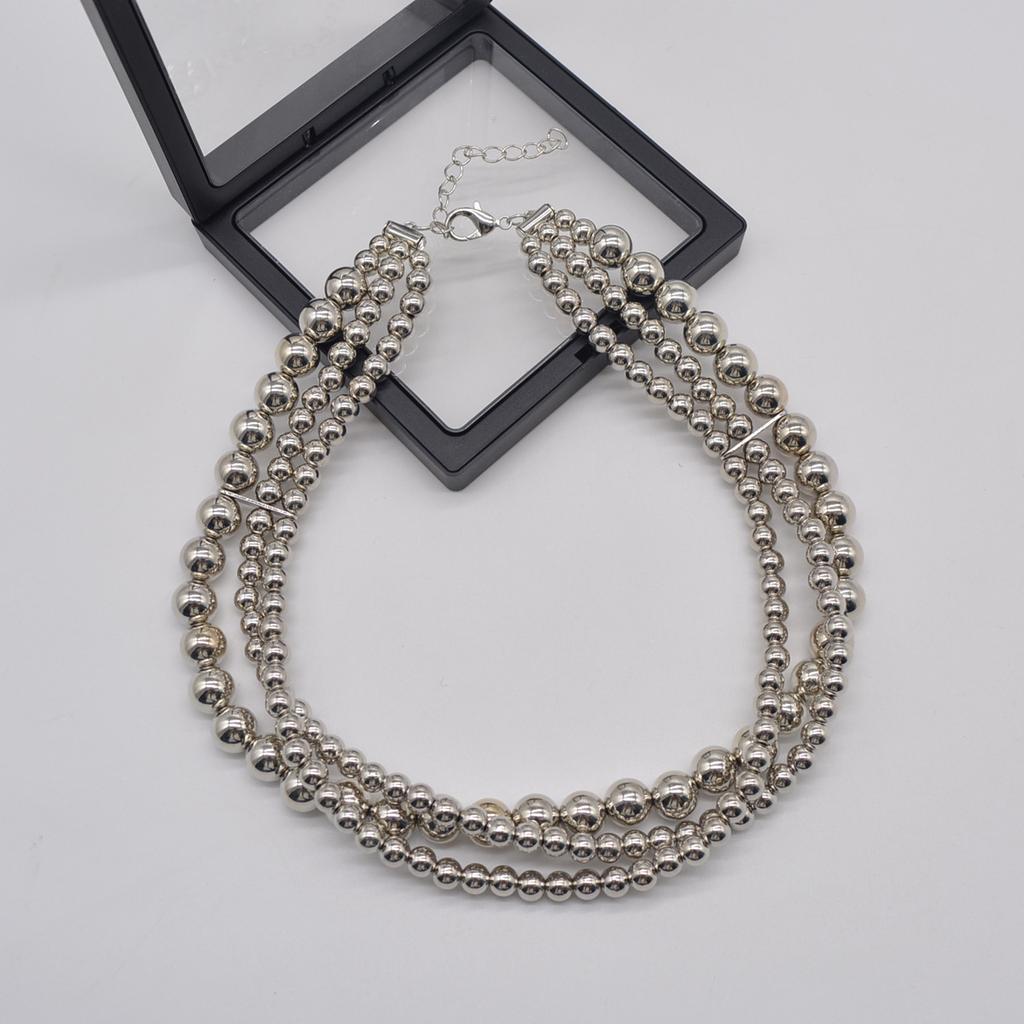 Feng Blogger, die gleiche Metallkugel-Halskette, personalisierte mehrschichtige gestapelte Halskette, übertriebene Persönlichkeit, schwere Kragenbein-Kette