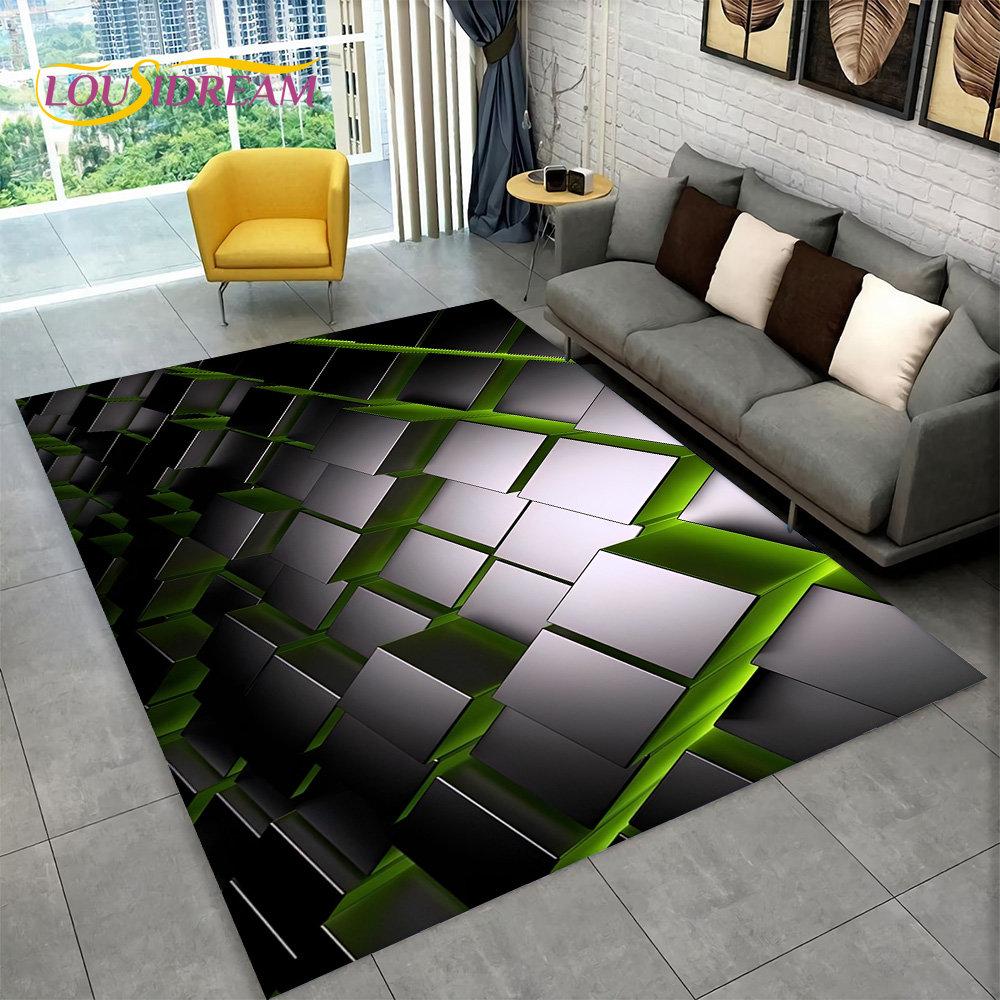 3D-Vortex-Illusionsteppich, abstrakter geometrischer optischer Teppich für Wohnzimmer, Schlafzimmer, Sofa, Fußmatte, Dekor, rutschfeste Bodenmatte