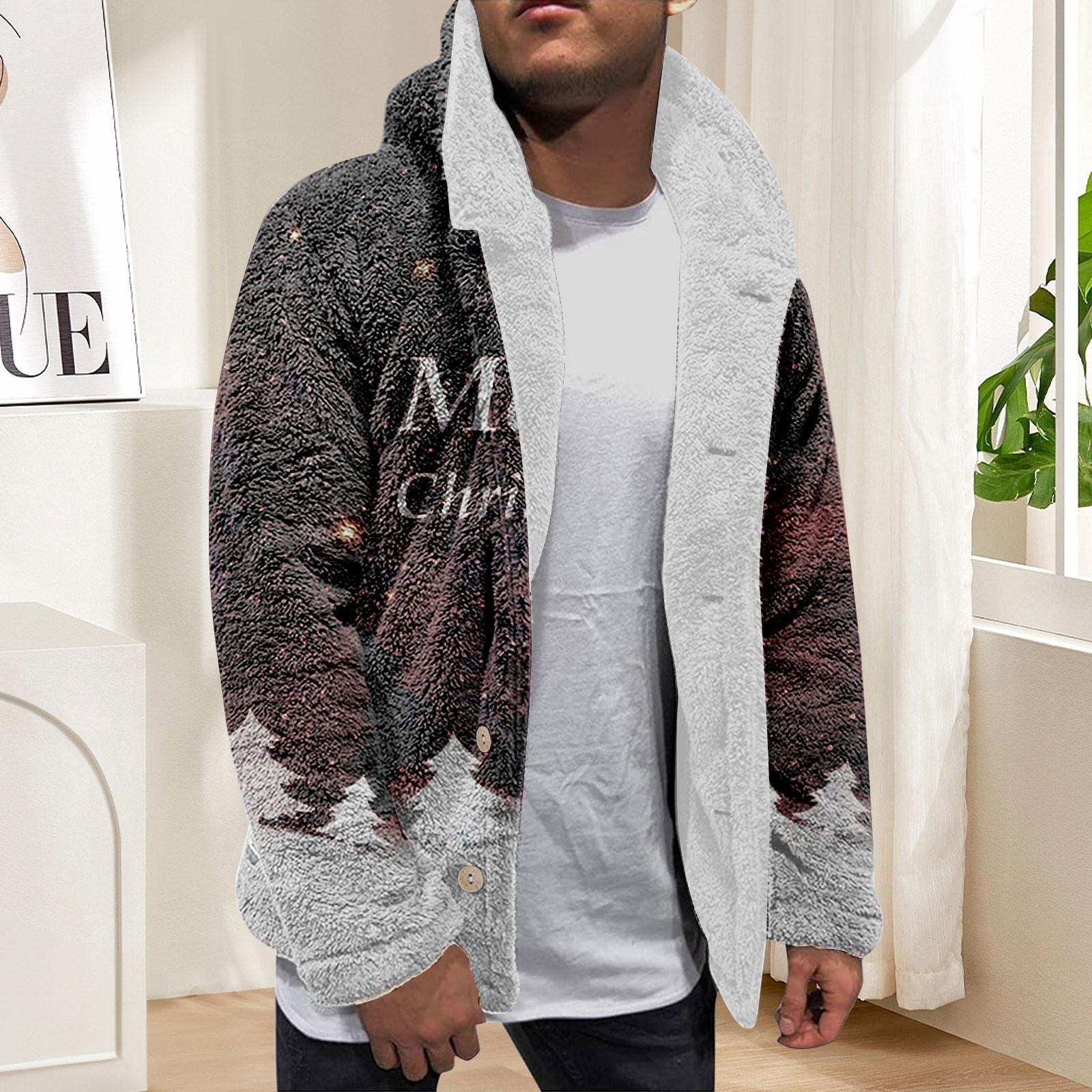 

Худі для чоловіків Оверсайз Худі Пальто Куртка Светр Топи Верхній одяг Зима На ґудзиках Кардиган XXXXL винний