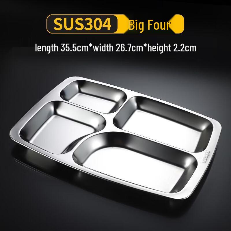 Handun 304 Stainless Steel Compartment Dinner Plates