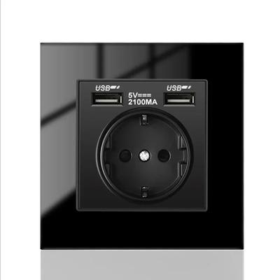 DepoGuye Black EU Standard Type C 220V USB Plug Wall Socket, Socket with USB for Home,wall Mounted 16A  Power Outlet 86mm*86mm