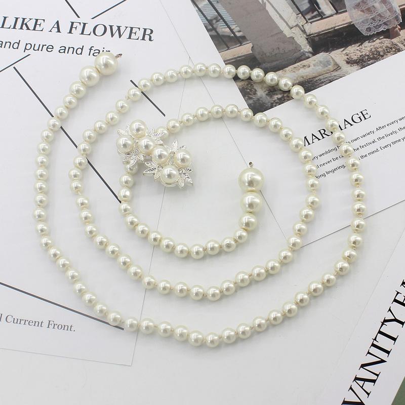 Sweet Bowknot Dress Pearl Waist Chain  Belts For Women Waist Chain