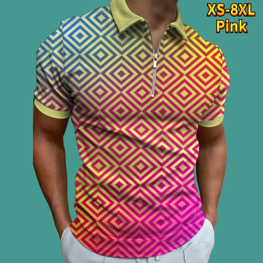 Rahat Yaka T-shirt Genç erkek Moda Fermuar kısa kollu tişört erkek 3D Altın Dikiş Baskı T Gömlek